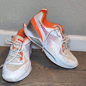 Diadora White and Orange Women's Training Sneakers BlueShield